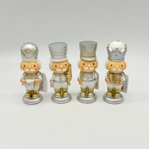 Set of 4 Small Nutcracker Toy Soldier Figures Christmas 5” Silver Gold New *FLAW